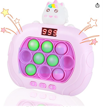 FLLOBE Quick Push Pop Game Fast Push Bubble Game Console Pop Game Fidget Toys Light up Pop Game for Kids and Adults, Birthday Gift (Unicorn)